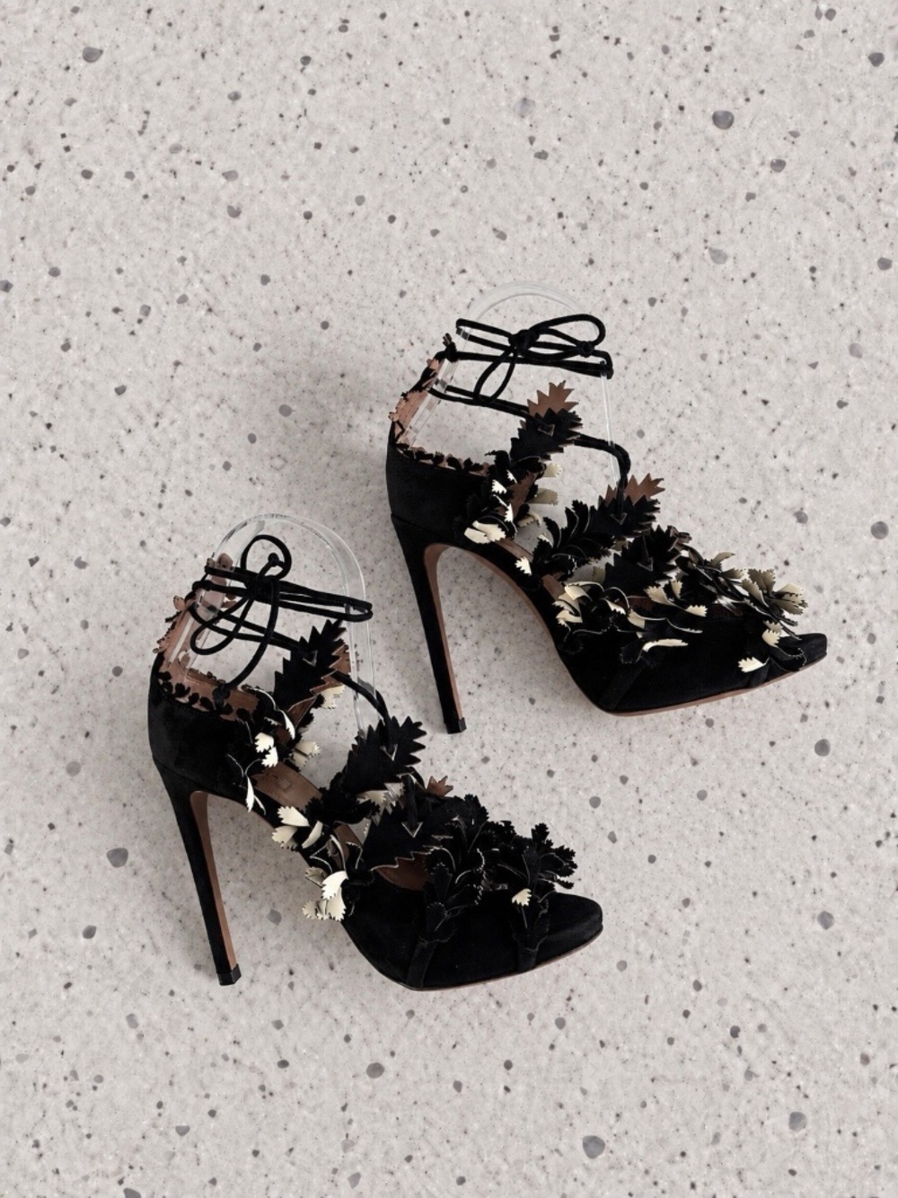 Alaia Sandals Heels Stiletto Pumps Open Toe Suede High Heels Spartiates Sz 6.5US